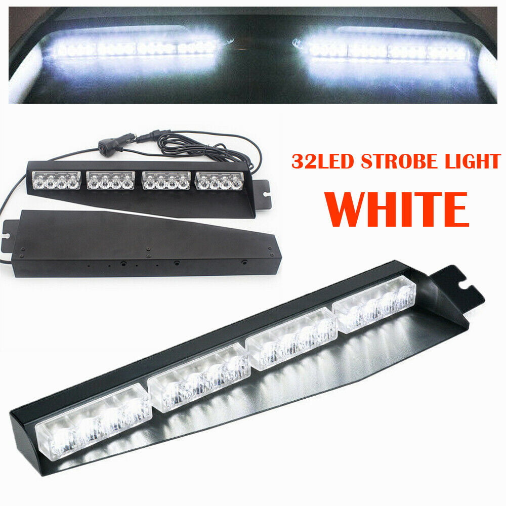 32 LED Visor Strobe Light Bar Interior Traffic Emergency Warning Amber/White