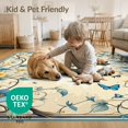 thumbnail image 4 of ODIKA 8'x10' Washable Area Rug Non-Shedding, Easy Care, Boho Motif Whimsical Butterfly Vine Border Scattered Delicate for King Size Bedroom Under Bed, Master Suite, 4 of 7