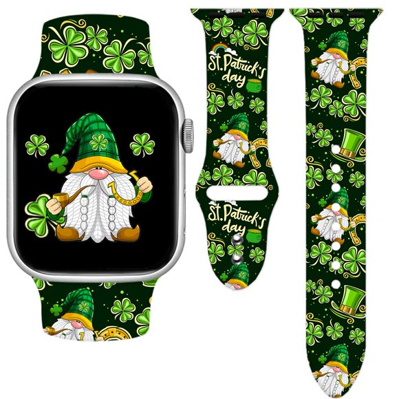 Cyntan St Patricks Day Holidays Correa De Reloj Compatible Con Apple Watch 38 Mm, 40 Mm, 41 Mm, 42 Mm, 44 Mm, 45 Mm, 49 Mm Para Mujeres Y Hombres, Repuesto De Silicona Suave, Accesorios Deportivos, Co