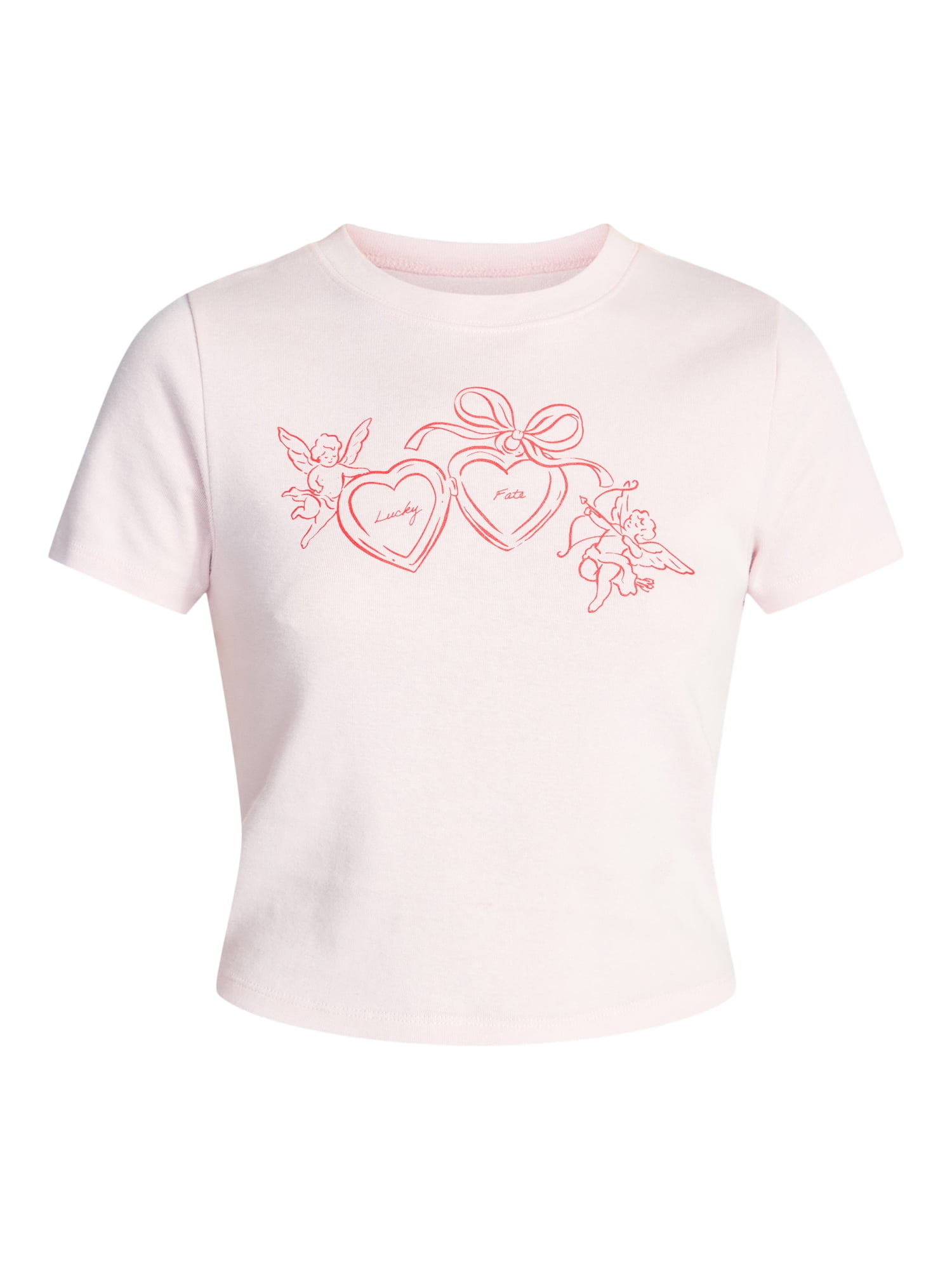 No Boundaries Cotton Crewneck Cropped Tee, Women's XXS-XXL