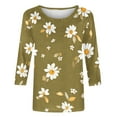 thumbnail image 5 of Sunflower 3/4 Sleeve Tops for Womens Plus Size Crewneck Tshirt Casual Summer Basic Tee Tunic Blouse, 5 of 5