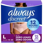 Always Discreet Adult Incontinence Underwear for Women, Size L, 38 CT
