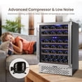 thumbnail image 6 of Wine Cooler Refrigerator 51 Bottles Compressor Dual Zone Built-in or Freestanding Fridge with Seamless Stainless Steel & Triple-Layer Tempered Reversible Glass Door and Temperature Memory Function, 6 of 7