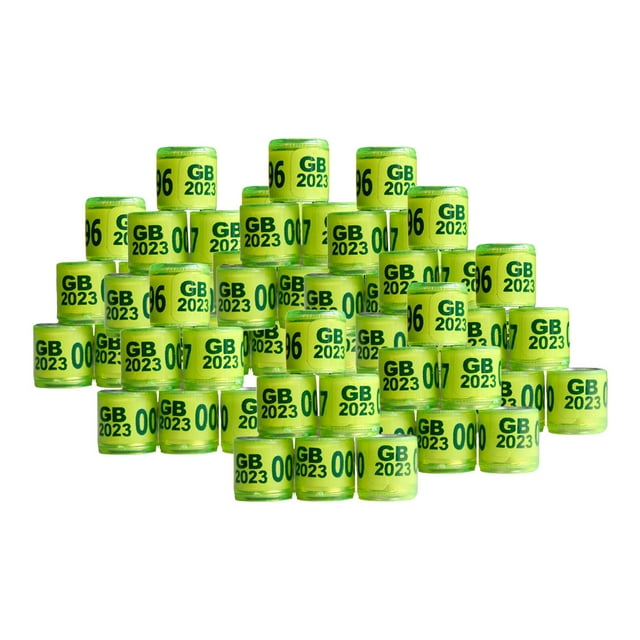 Bandas de pie de paloma de aluminio 2023 anillos de pierna duraderos de 8mm con bandas de identificación de número Amarillo jinwen Anillos de pierna de paloma