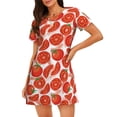 thumbnail image 1 of Fotbe Tomatoes Bata de Dormir para Mujer con Estampado, Camisón de Algodón de Manga Corta, Ropa de Dormir Casual, 1 of 6