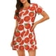thumbnail image 1 of Fotbe Tomatoes Bata de Dormir para Mujer con Estampado, Camisón de Algodón de Manga Corta, Ropa de Dormir Casual, 1 of 6