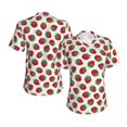 thumbnail image 3 of Yiaed Hand Drawn Strawberry Print Women's T Shirt V-Neck Short Sleeve Shirt Casual Breathable Tee Summer Tops-3X-Large, 3 of 5
