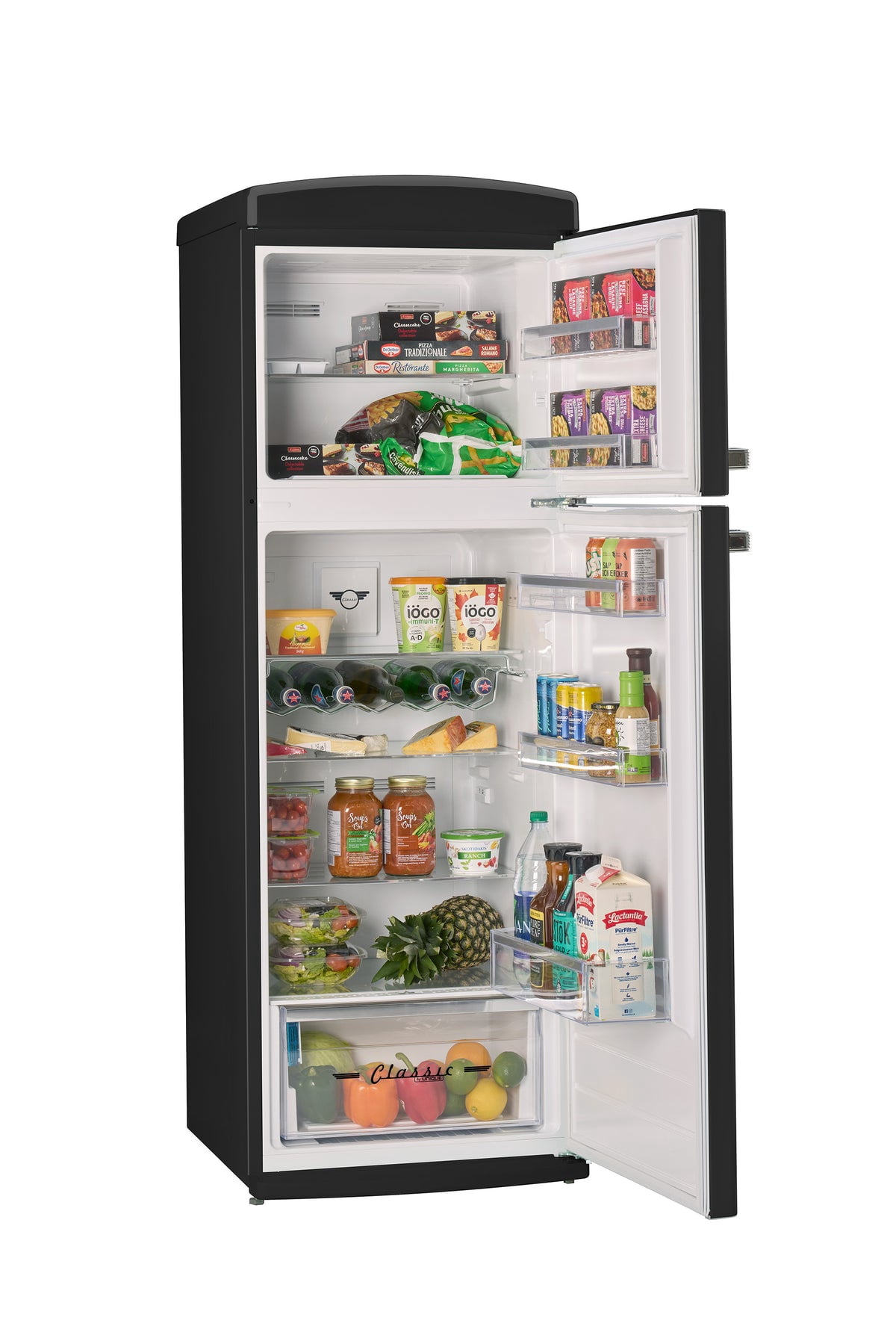Unique 310L Midnight Black Top Mount Refrigerator