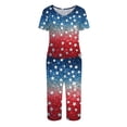 thumbnail image 4 of 4th of July Women's Pajama Sets 2026 Lounge Sleepwears Independece Day US Star Flower Printed Plus Size Short Sleeve Top and Capri Pants Pajama Set, 4 of 6