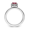 thumbnail image 6 of Auriga Fine Jewelry 925 Sterling Silver Created Ruby Heart Diamond Ring Size 9 for Women, 6 of 6