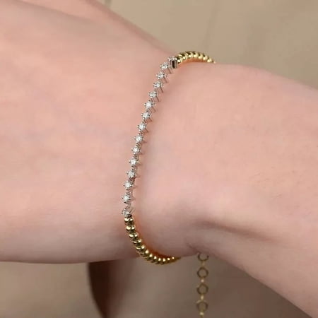 5.50 Ct Round-Cut Simulated Diamond Women's Tennis Bracelet 14K Yellow Gold-Plated Sterling Silver