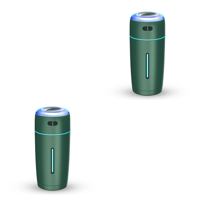 Ounissouiy USB LED Humidificador Mini portátil Mesita de noche Difusor de aire Ambientador de niebla Accesorios para el cuidado personal del Verde oscuro 2piezas