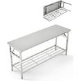 thumbnail image 1 of 72 In x24 In Commercial Stainless Steel Folding Table with Bottom Shelf - Portable Kitchen Island Workstation for Restaurants Catering and Home Use, 1 of 7