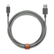 Native Union Belt Cable XL - 10ft Ultra-Strong Reinforced Durable USB-C to Lightning [MFi Certified] Charging Cable with Leather Strap for iPhone/iPad (Zebra)