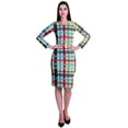 thumbnail image 2 of Moomaya Printed Full Sleeve Bodycon Dress for Women Scoop Neck Side Slit Casual Clothing, 2 of 8