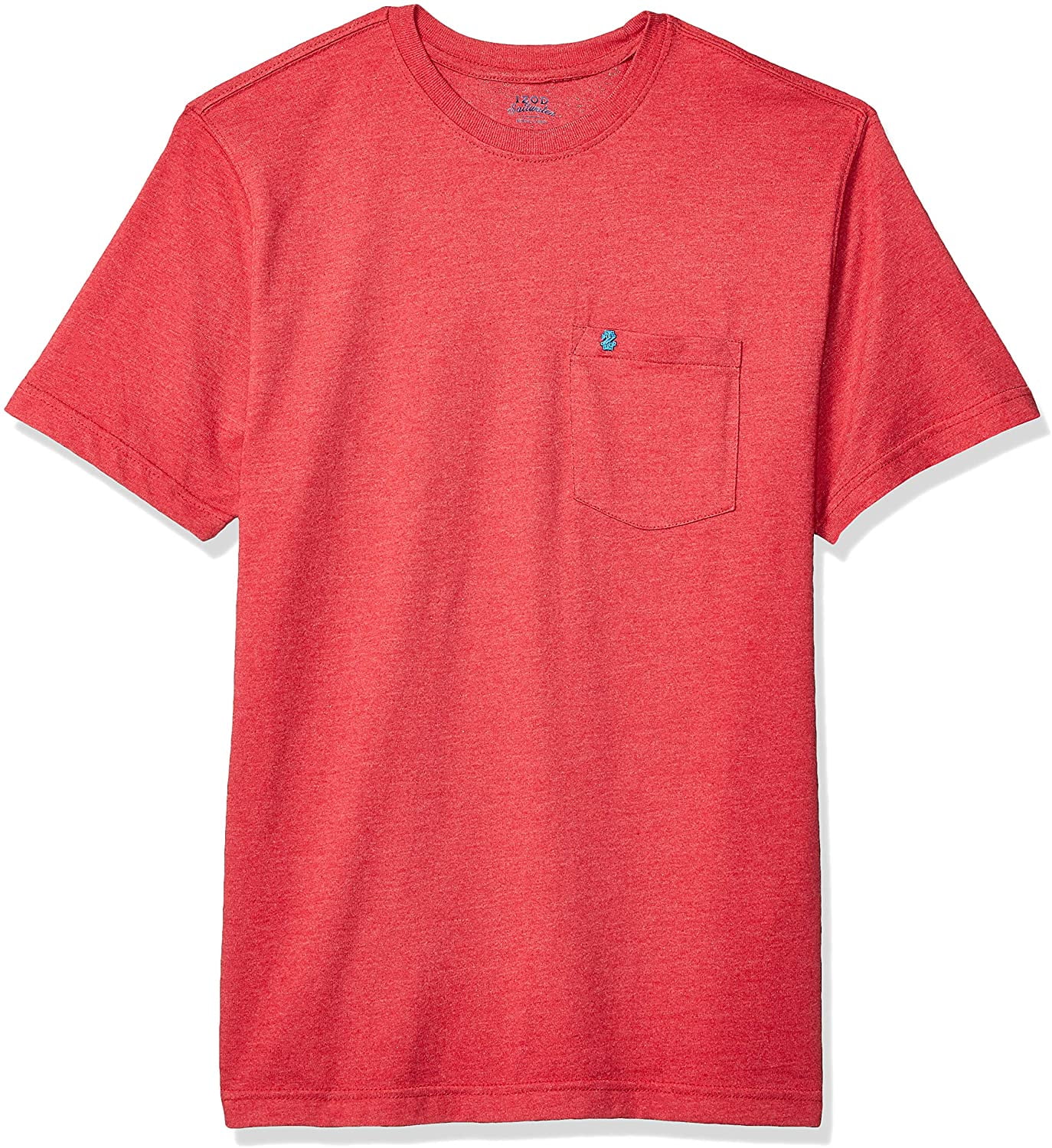 IZOD Men's Saltwater Short Sleeve Solid Tshirt With Pocket, glossy red