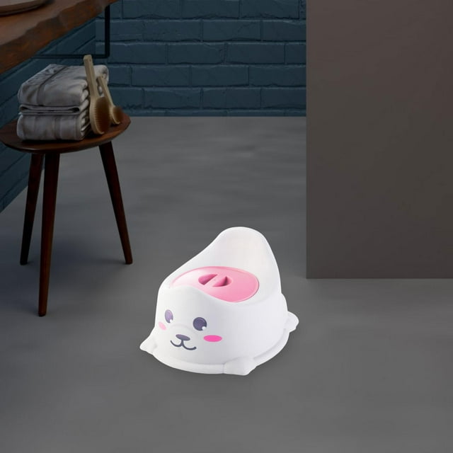 Silla para orinal para bebé, orinal para niños, antideslizante, cómodo, portátil con asa gris