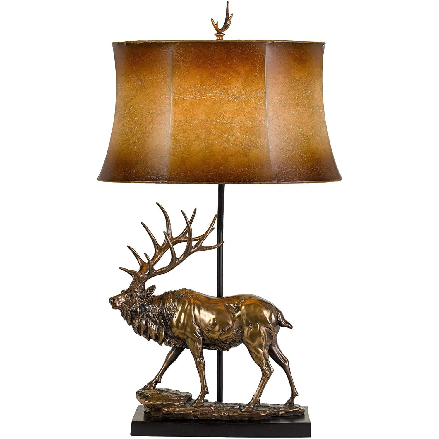 Cal Lighting Deer Resin Table Lamp With Leatherette Shade