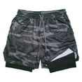 thumbnail image 1 of Pantalones cortos de doble capa para hombre, 2 en 1, malla forrada con cordón, diseño de cintura elástica, transpirable, secado rápido, Fitness, trotar, 1 of 5