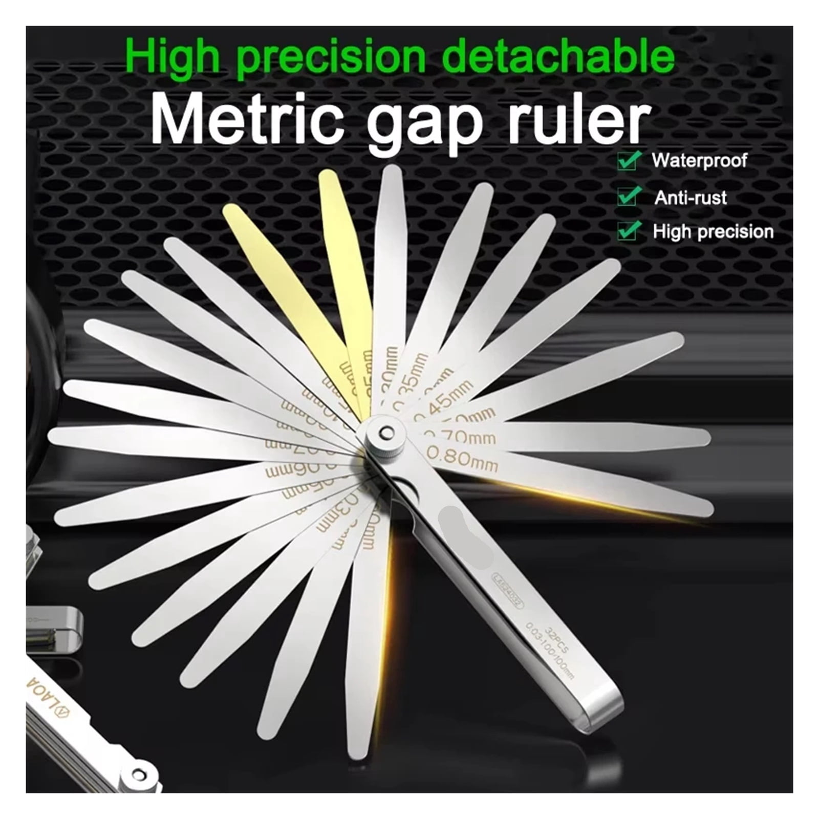 Feeler Gauge Metric 0.02-1mm Thickness Gauge Set For Measure Sheet Gauge Blades Valves Foliage of Valves Gap ,Corrosion-Resistant