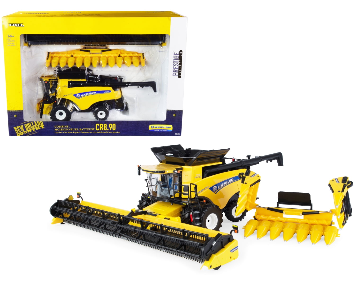 New Holland CR8.90 Combine Yellow with Corn Head and Draper Head