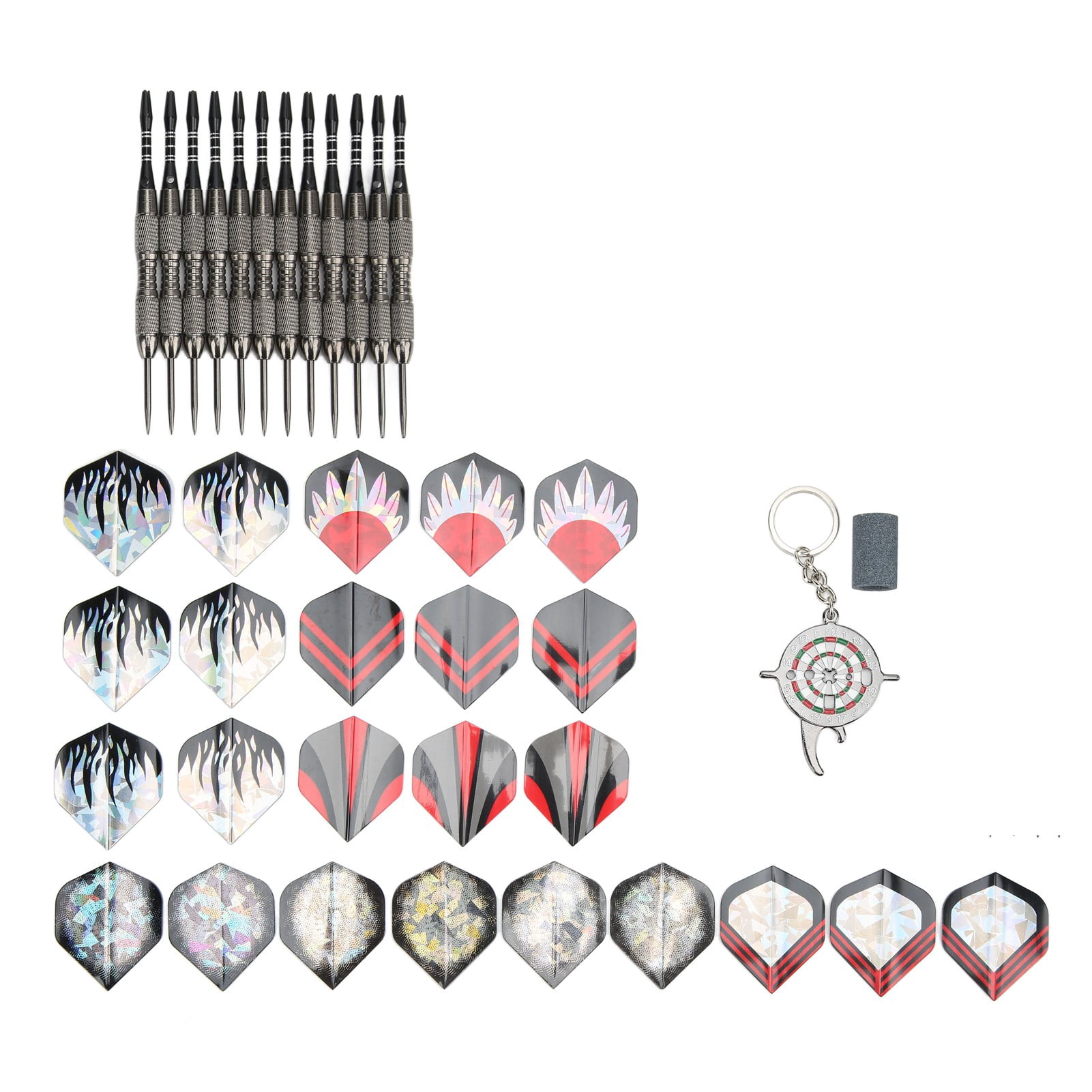 M Buder Professional 12Pcs Dart Set Stainless Steel Tip Darts Kit Anti Fall Competitive Entertaining Metal Hard Tip Darts for Beginners and Pro Players