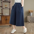 thumbnail image 4 of yeiolnoer Culottes for Women Casual High Waisted Capri Pants with Pockets Flowy Wide Leg Pant Fashion Clothing, 4 of 7