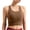 Brown, variant on Womens Crop Tops Crew Neck Wide Straps Ribbed Fabric Built in Pads Cropped Length Stretchy Breathable Slim Fit Tank Tops