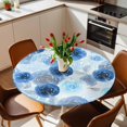 thumbnail image 2 of Watercolor Flowers Elastic Fitted Round Table Cover Ombre Blue Floral Waterproof Outdoor Tablecloth for Holiday Party, Picnic, Patio & Dining Fits Tables Up to 36"-44", 2 of 8