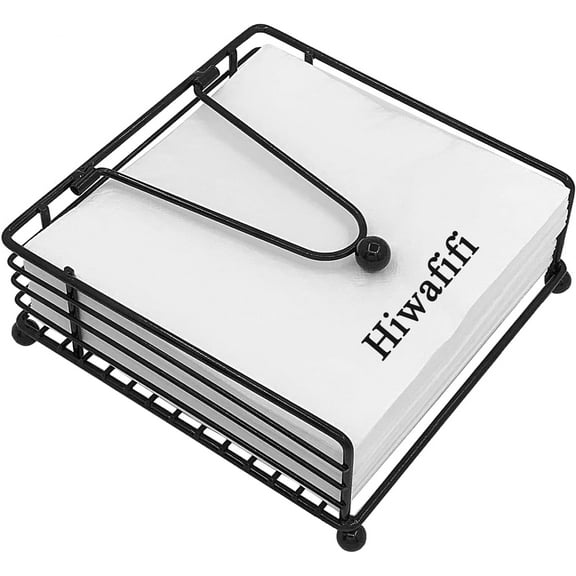 SUSWIM Napkin Holder for Kitchen Dining Farmhouse Cocktail Picnic Bar Rustic Wood Holders for Paper Mail Bills Suitable for All Dining Room Decors Black