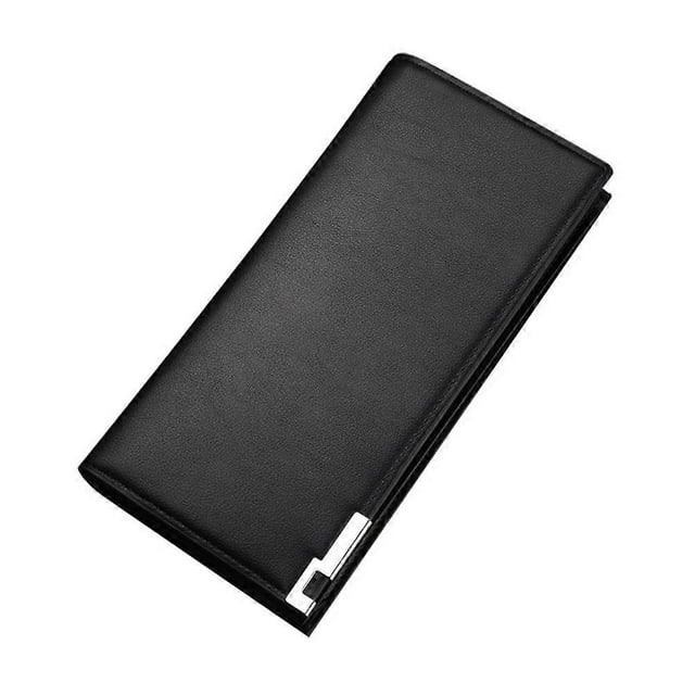 Men Purse Long Rectangle Simple Design For Daily Use Black Leather 19.50X9.50X1.50CM 1Pcs