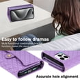 thumbnail image 5 of SaniMore for iPhone 14 Pro Max Wallet Case, PU Leather Wrist Shoulder Strap Flip Stand Card Slots RFID Blocking Zipper Purse Shockproof Anti-fall TPU Inner Shell Flip Folio Protective Cover, Purple, 5 of 6