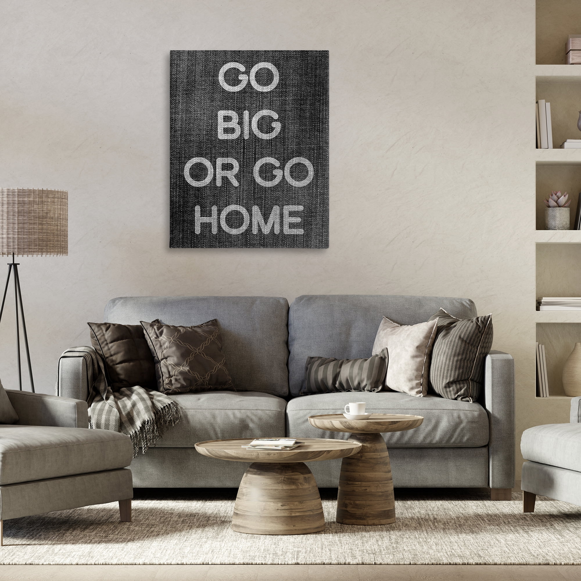 Stupell Industries Go Big or Home Phrase Text & Numbers Painting Wrapped Canvas Art Print Wall Art, 30 x 40