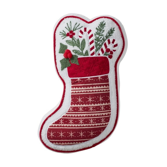 Hallmark 8" x 16" Red Stocking Shaped Holiday Decorative Pillow