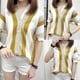 thumbnail image 2 of Gibobby Blusas Elegantes Para Mujer Blusa con cuello en V a rayas de manga para mujer Camisa de Blusa corta de ocio superior suelta para mujer（Amarillo， XXL), 2 of 5