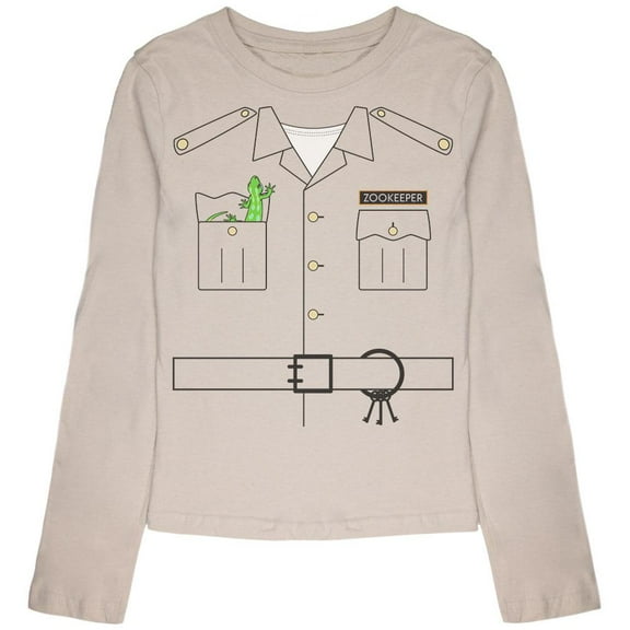 Halloween Zookeeper Costume Youth Girls Long Sleeve T Shirt Cream YSM