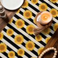 thumbnail image 4 of Table Runners 120 Inches Long, Yellow Sunflower Cotton Linen Kitchen Dining Coffee Table Runner for Party Home Decor, Black White Stripe Farmhouse Vintage Tabletop Dresser Scarves 13x120 Inch, 4 of 9