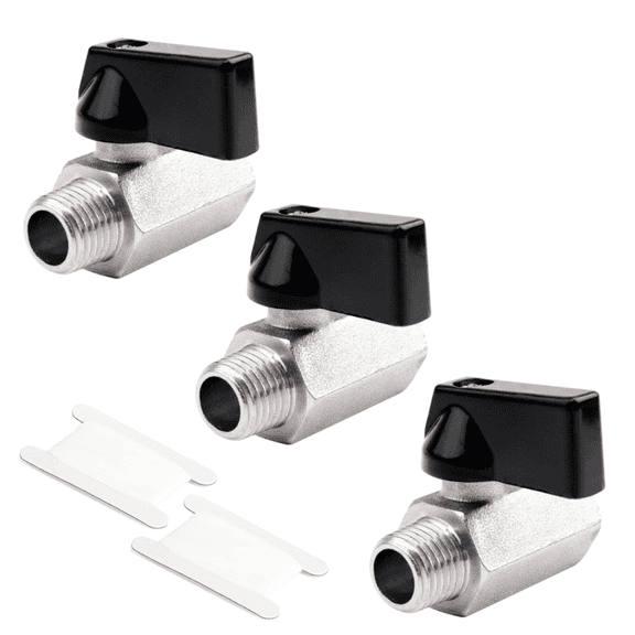 3Pcs 1/4" Mini Ball Valve NPT Female x Male Shut-Off Valve, 2-Way Full Port Shut Off Valve, Manual On/Off Control,for Water Air Oil Gas, Industrial & Household Plumbing Applications