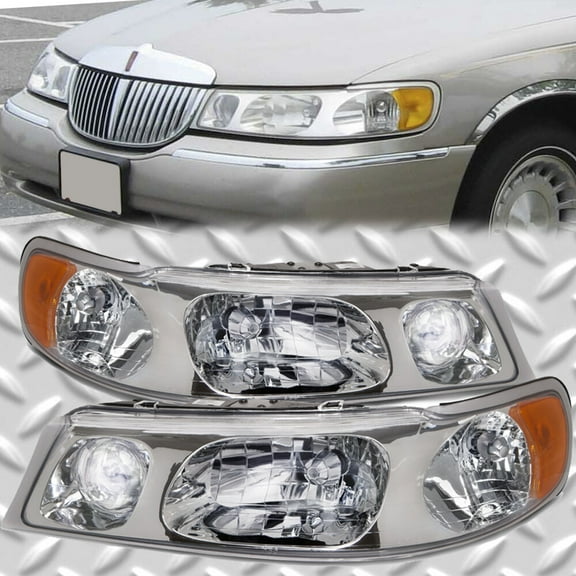 For 1998-2002 Lincoln Town Car Headlights Set Halogen Performance Lens