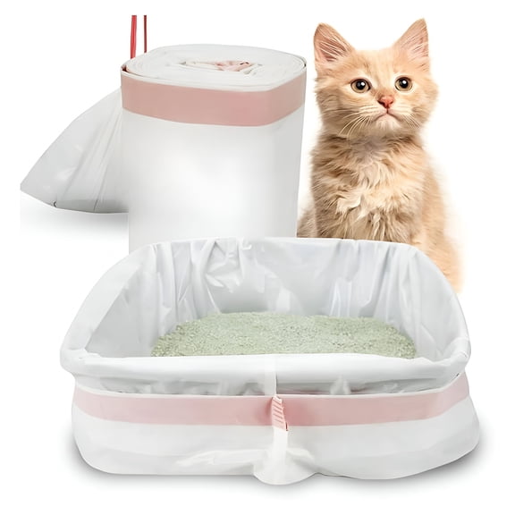CCOCC Cat Litter Box Liners,Heavy Duty Litter Pan Liners Bags with Drawstring for Pet Cat Litter Tray (Unscented) (Jumbo-45 X 18 Inches,50 Count)