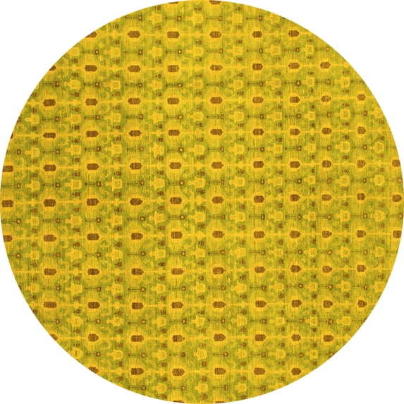 Ahgly Company Indoor Round Abstract Yellow Modern Area Rugs, 6' Round