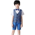 thumbnail image 2 of LYHaoo Sparkling Solid Vest And Shorts For Boys Effortless Dressy Casual Boys Outfit For Everyday Play Boys Clothing Sets Sizes (5-6 Years), 2 of 5