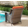 thumbnail image 4 of Joyside 7 PCS Patio Furniture Set with Side Tables & Fire Pit Table, 4 Wicker Chairs with High Back, Deep Seating, Wide Armrest, Thick Cushions for Deck Porch, Orange, 4 of 9