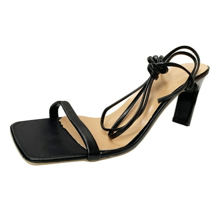 

Felirenzacia Summer Women s Square Toe Thick Heel Cross Strap High Heel Sandals