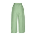 thumbnail image 4 of Brondbend Tall Straight Leg Pants Women Casual Long Pants for Women Soild Color Elastic High Waist Cotton Linen Trousers with Pocket Loose Fit Fall Vacation Work Versatile，Green, 4 of 6