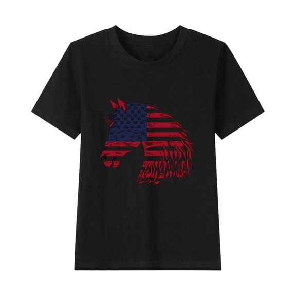ZACPNCV Kids USA Shirt for Boys Girls 4th of July Shirts Flag Tshirt Patriotic Top Independence Day Outfit Black 11-12 Years