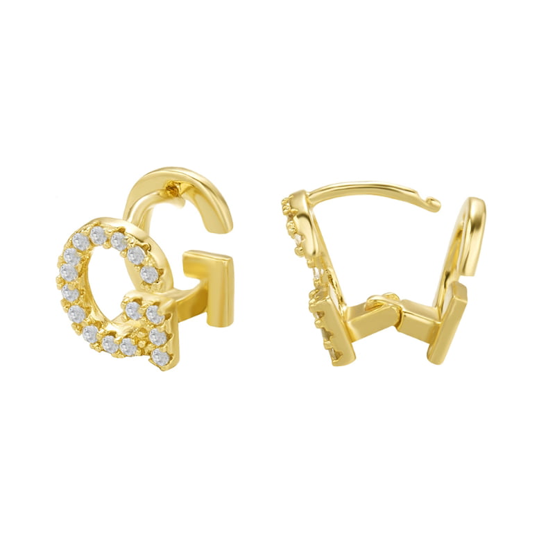 AAA 26 Letter Earrings Women Girls Stud Earring Gold Round Ear Jewelry,O