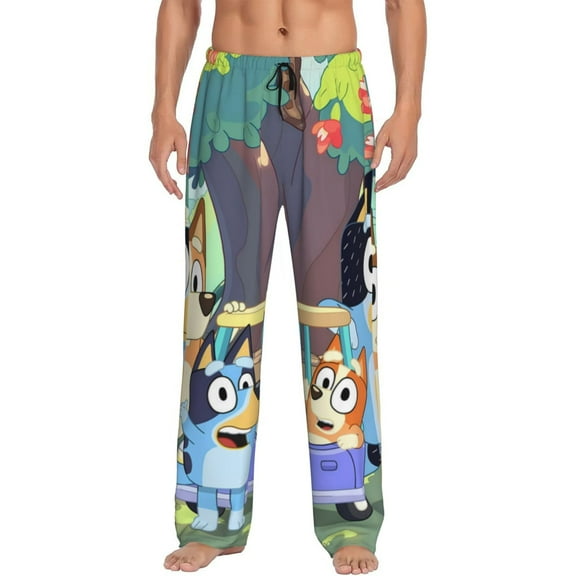 Silaia Bluey Print Mens Pajama Pants,Sleep & Lounge Pants, Men's Pajama Bottoms,PJ Bottoms with Pockets and Drawstring/Elastic Waist-