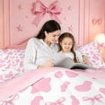thumbnail image 4 of meiyoeat Pink Cow Print Full Size Comforter Sets,Girly Bow Bedding Comforter Set For Girl,Reversible,3-Piece,1 Comforter and 2 Pillowcases, 4 of 7