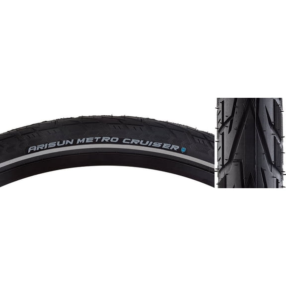 Arisun Metro Cruiser 700x35 Wire TPI 60 PSI 75 Black/Black Reflective Road Tire